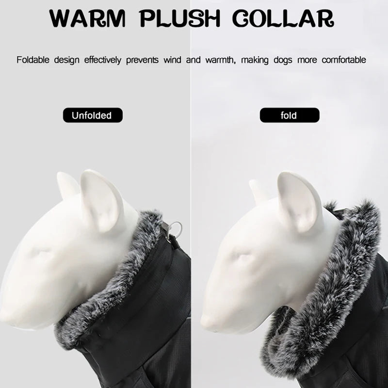 Waterproof Large Winter Dog Coat With Harness