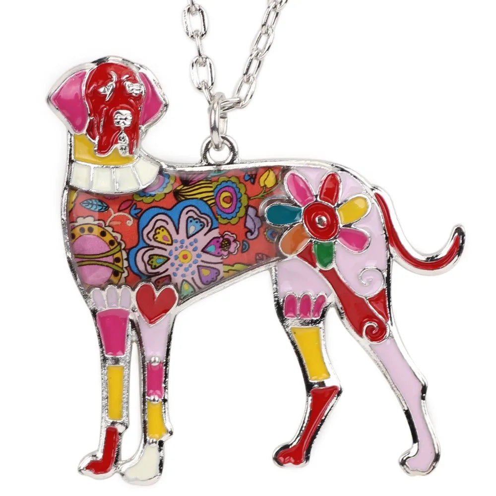 Great Dane Enamel Choker Necklace Pendant