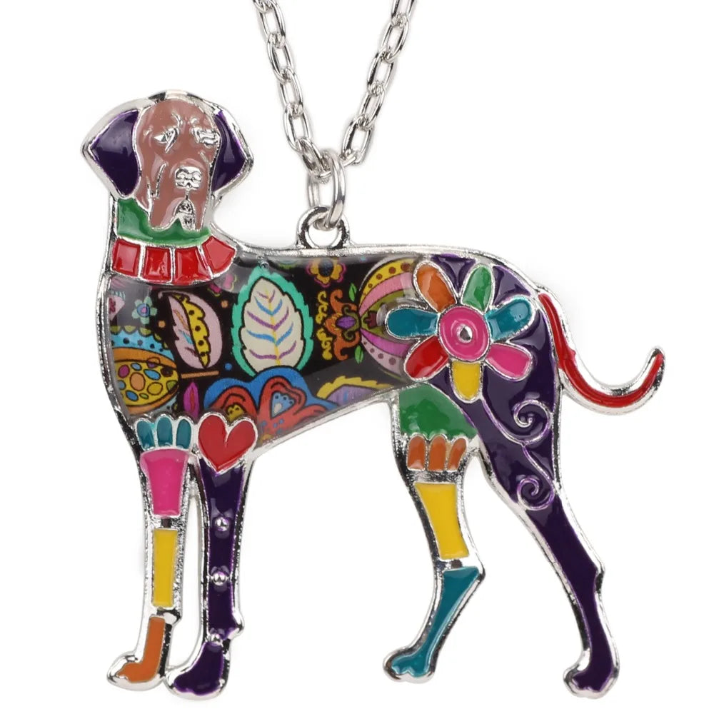 Great Dane Enamel Choker Necklace Pendant