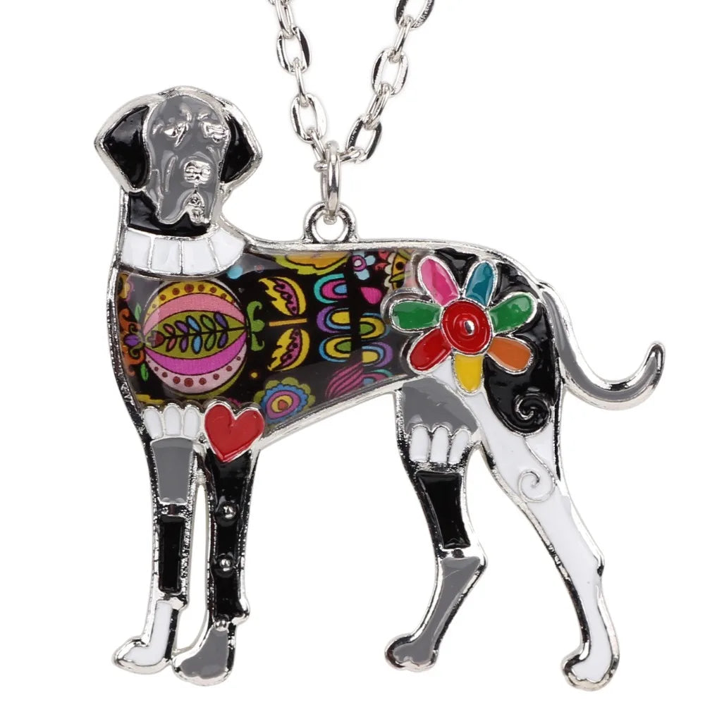 Great Dane Enamel Choker Necklace Pendant