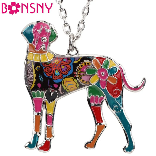 Great Dane Enamel Choker Necklace Pendant