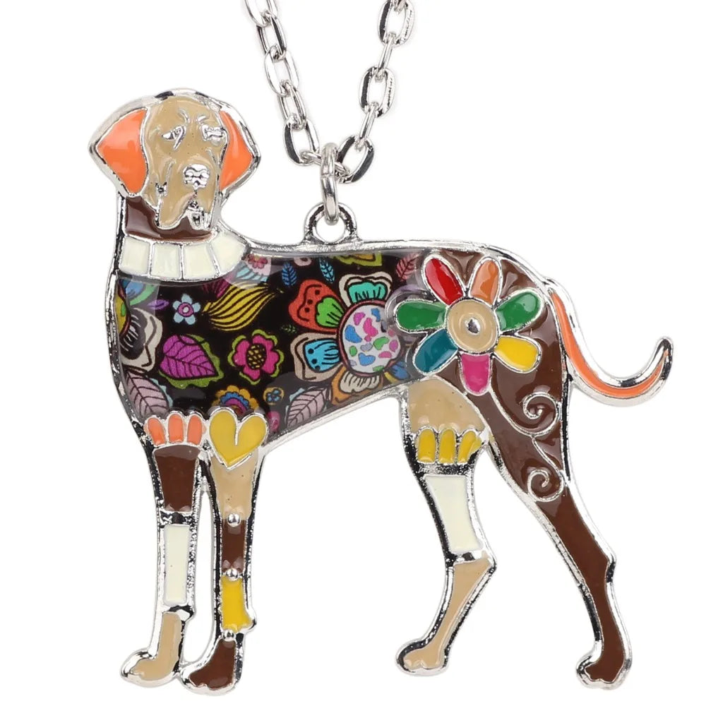 Great Dane Enamel Choker Necklace Pendant