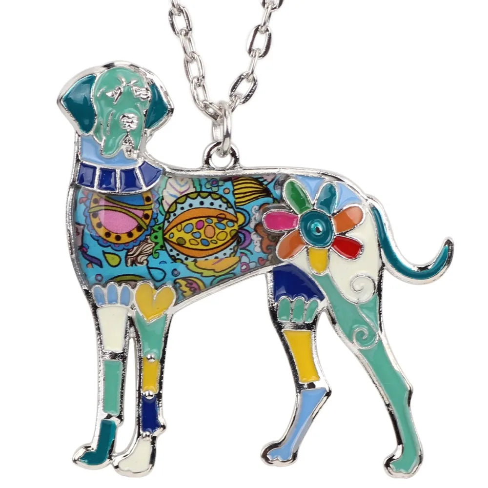 Great Dane Enamel Choker Necklace Pendant