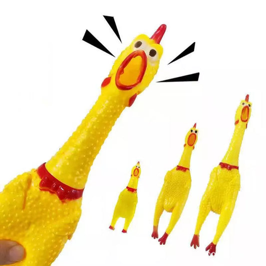 Funny Screaming Chicken Pet Toys Funny Creative Tricky  Screaming Chicken Squeeze Sound Yellow Rubber Chicken Dog Chew Toy