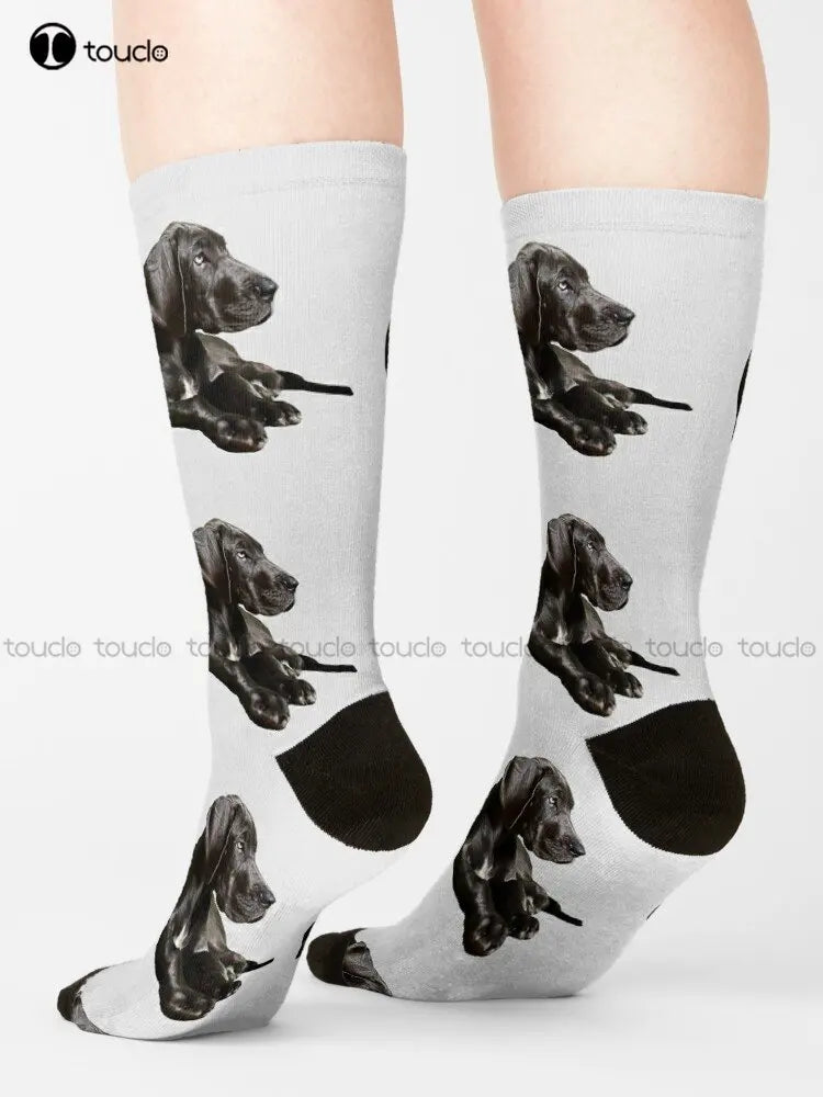 Black Great Dane - Fantastic Beauty! Dog Dogs Puppy Puppies Socks Mens Colorful Socks Custom Gift Streetwear Funny Sock Art