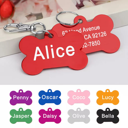 9Colors Personalized Engraving Anti-lost Dog ID Tag Identification Customized Pet Name Tags Collar Dog Cat Bone Tag Pet Supplies