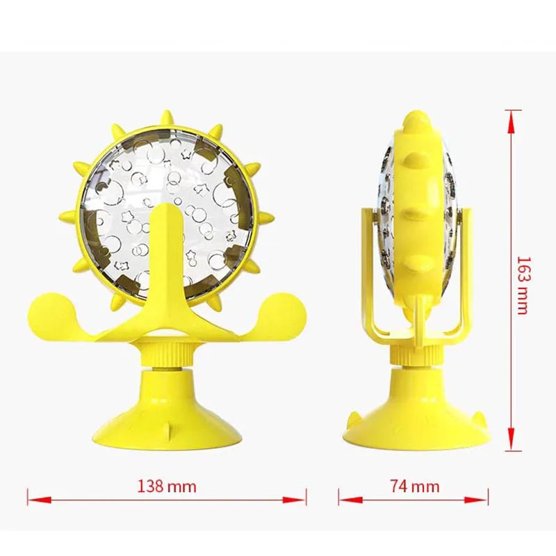Dog Puzzle Toys Interactive Cat Slow Feeder Windmill Treat Dispensing Dog Toys with Powerful Suction Cup Cat Dog Treat Toy