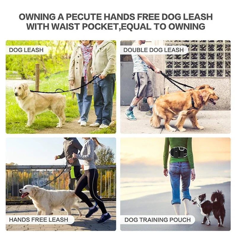 Dog Training Bag Walking Pet Treat Bag Fanny Pack Hands-Free Pet Candy Pouch Bungee Leash Dog Accessories Storage Water Cup Bags