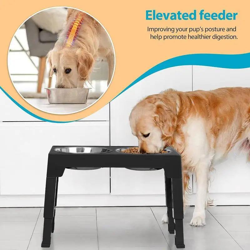 Elevated Dogs Bowls Adjustable Heights Raised Dog Food Water Bowl With Slow Feeder Bowl Standing Cat Bowl For Medium Large Dogs