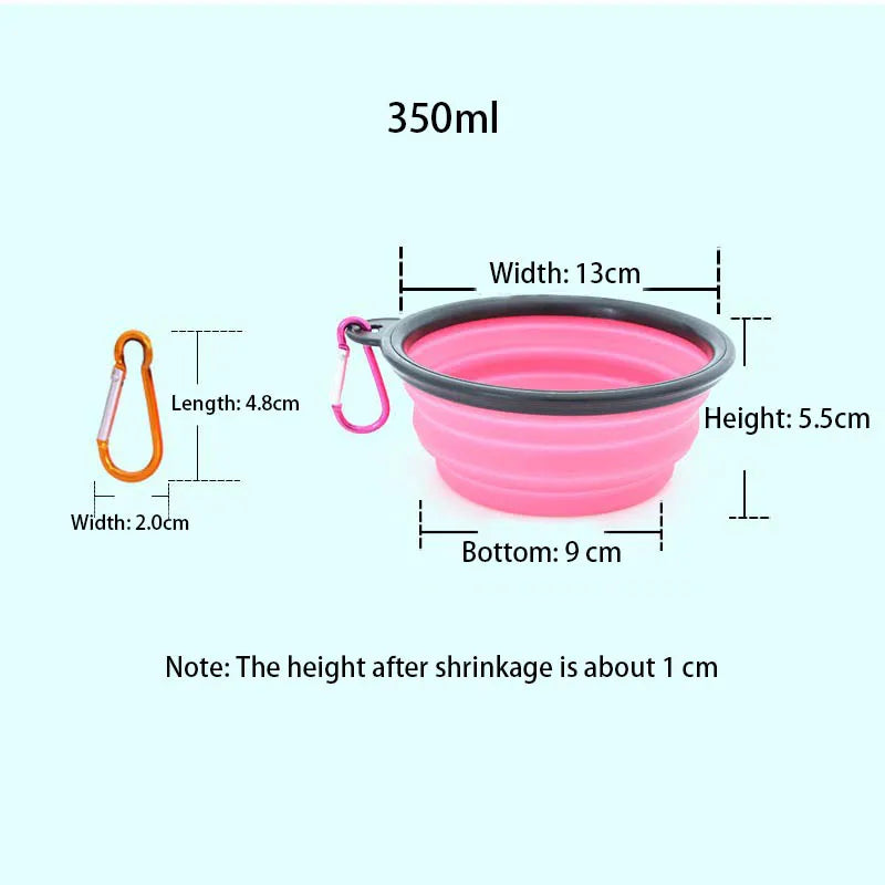 350/1000ml Large Collapsible Dog Pet Folding Silicone Bowl Outdoor Travel Portable Puppy Food Container Feeder Dish Bowl